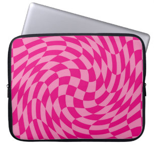 Heet roze golvend dambord laptop sleeve