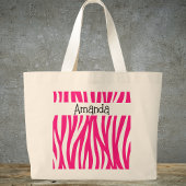 Heet roze golvend dierprint boodschappentas grote tote bag