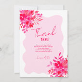 Heet roze golvend lijst rood roze bloemig baby sho bedankkaart (Voorkant)