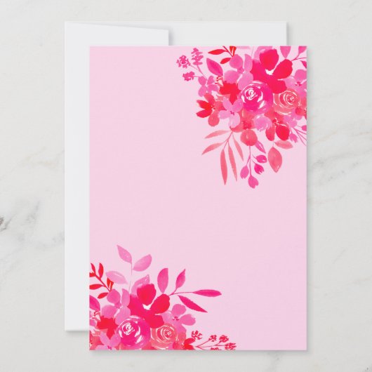 Heet roze golvend lijst rood roze bloemig baby sho bedankkaart (Achterkant)