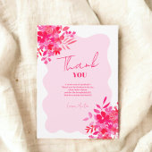 Heet roze golvend lijst rood roze bloemig baby sho bedankkaart