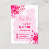 Heet roze golvend lijst rood roze bloemige make-up visitekaartje (Voorkant)