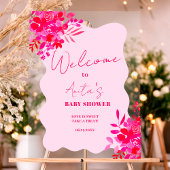 Heet roze golvend rood roze bloemig baby shower we acryl bord