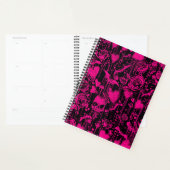 Heet Roze Gotische Rozen & Schedels Patroon Planner (Display)