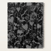Heet Roze Gotische Rozen & Schedels Patroon Planner (Achterkant)