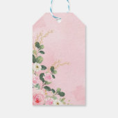 Heet roze goud bloemengroen olifant Baby shower Cadeaulabel (Achterkant)