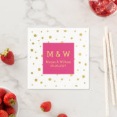 Heet Roze Goud Confetti Bruiloft Monogram Servetten (Insitu)