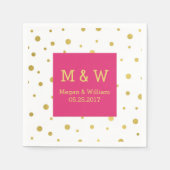 Heet Roze Goud Confetti Bruiloft Monogram Servetten (Voorkant)
