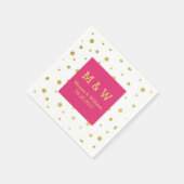 Heet Roze Goud Confetti Bruiloft Monogram Servetten (Hoek)
