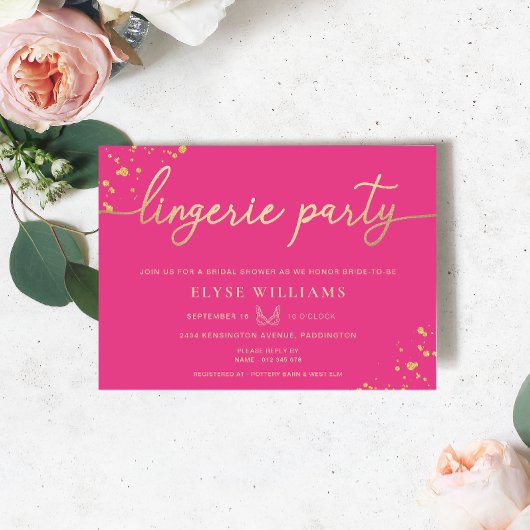 Heet Roze Goud Lingerie Party Vrijgezellenfeest Kaart