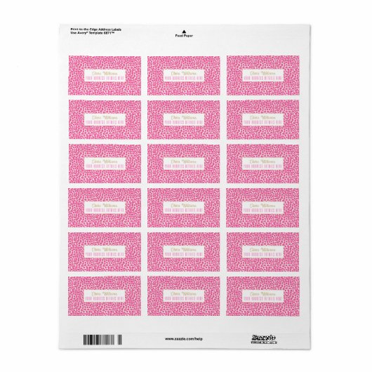 Heet roze goud luipaard patroon etiket (Full Sheet)