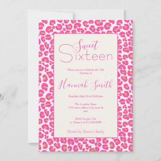 Heet roze goud luipaard patroon kaart (Voorkant)