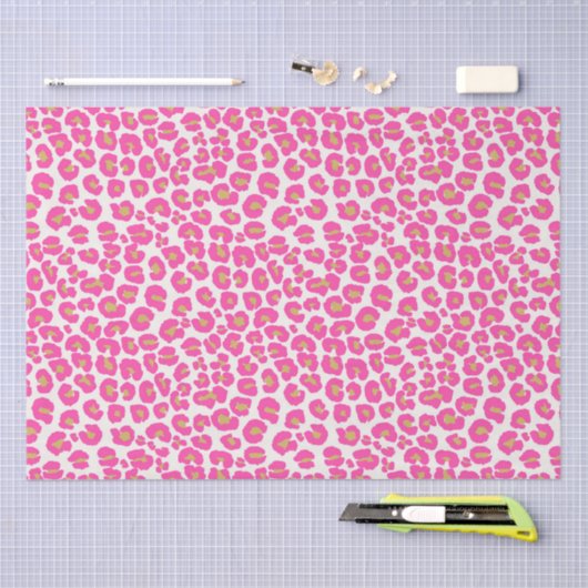 Heet roze goud luipaard patroon tissuepapier (Craft)