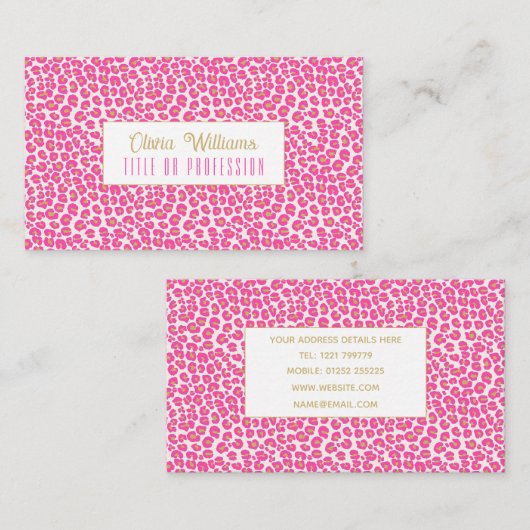 Heet roze goud luipaard patroon visitekaartje (Voorkant / Achterkant)