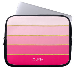 Heet Roze & Goud Modern Laptop Sleeve