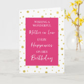 Heet Roze Goud Stippen Moeder in Recht Verjaardag Kaart (Gele Bloem)