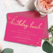 Heet Roze Goud Verjaardag Lunch Kaart