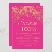 Heet Roze Goud Verrassing 100ste Verjaardag Kaart (Voorkant / Achterkant)