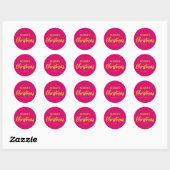 Heet Roze Goud Vrolijk Kerstmis Script Custom Ronde Sticker (Vel)