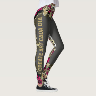 Heet Roze Goud Zwart Leggings