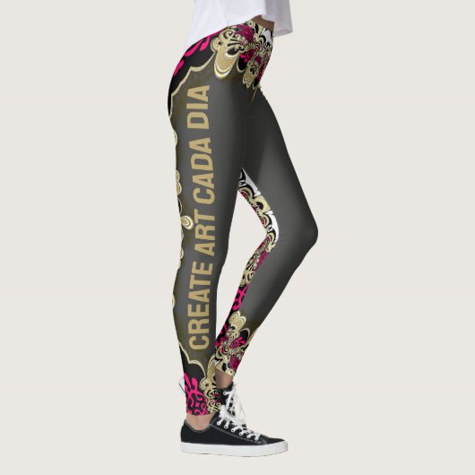 Heet Roze Goud Zwart Leggings (Rechts)