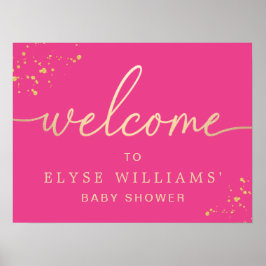 Heet Roze Gouden Baby Shower Welkomstbord Poster
