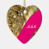 Heet roze & gouden bling keramisch ornament (Rechts)