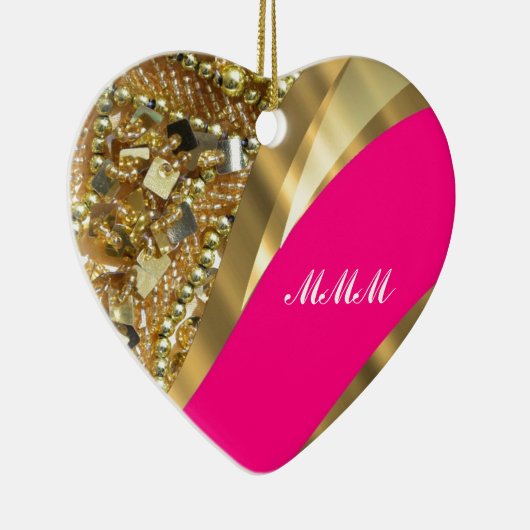 Heet roze & gouden bling keramisch ornament (Rechts)