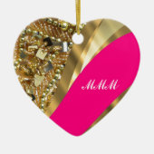 Heet roze & gouden bling keramisch ornament (Voorkant)
