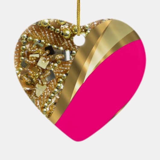 Heet roze & gouden bling keramisch ornament (Achterkant)