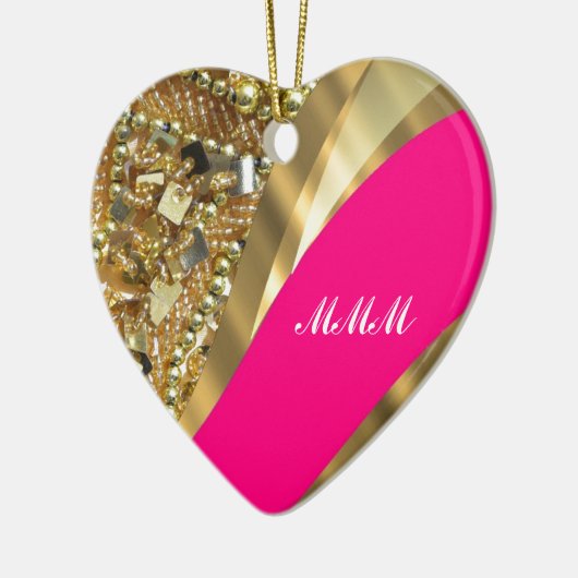 Heet roze & gouden bling keramisch ornament (Links)