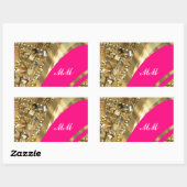 Heet roze & gouden bling rechthoekige sticker (Vel)