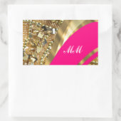Heet roze & gouden bling rechthoekige sticker (Tas)