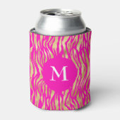 Heet roze gouden dierenprint monogram glamor chic  blikjeskoeler (Blikje Voorkant)