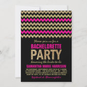 Heet Roze & Gouden Glitter Chevron Bachelorette Fe Kaart (Voorkant)
