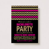 Heet Roze & Gouden Glitter Chevron Bachelorette Fe Kaart