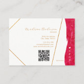 Heet Roze Gouden Glitter Website QR Code Zakelijk Visitekaartje (Achterkant)