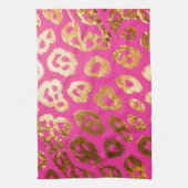 Heet Roze Gouden Luipaardprint Glamour Theedoek (Verticaal)