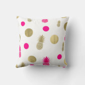Heet Roze & Gouden Stippen & Ananas Fun Zomer Chic Kussen (Achterkant)