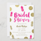 Heet Roze & Gouden Stippen & Ananas Vrijgezellenfe Kaart (Voorkant)