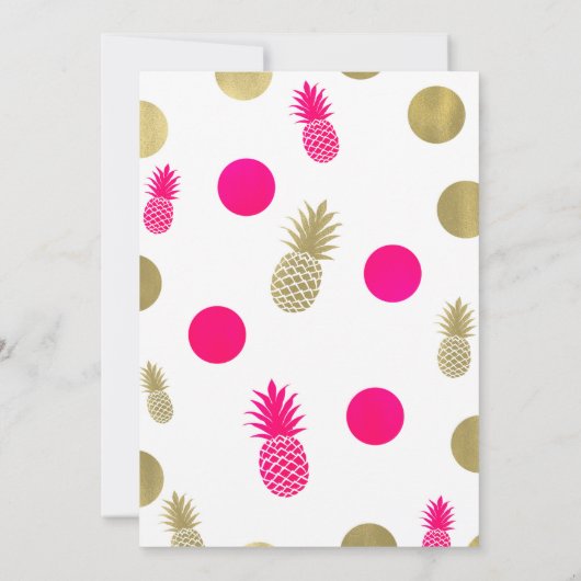 Heet Roze & Gouden Stippen & Ananas Vrijgezellenfe Kaart (Achterkant)