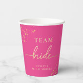 Heet Roze Gouden Team Bruid Papieren Bekers (Achterkant)