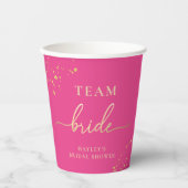 Heet Roze Gouden Team Bruid Papieren Bekers (Voorkant)