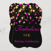 Heet-roze goudschimmer Lithday Party Kaart (Voorkant / Achterkant)