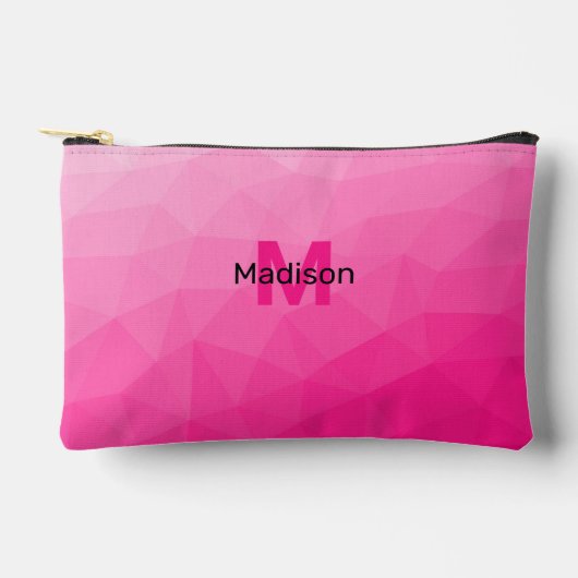 Heet roze gradiënt geometrisch netwerkpatroon Mono Etui (Voorkant)