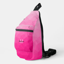 Heet roze gradiënt geometrisch netwerkpatroon Mono Sling Bag