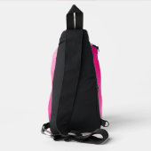 Heet roze gradiënt geometrisch netwerkpatroon Mono Sling Bag (Achterkant)