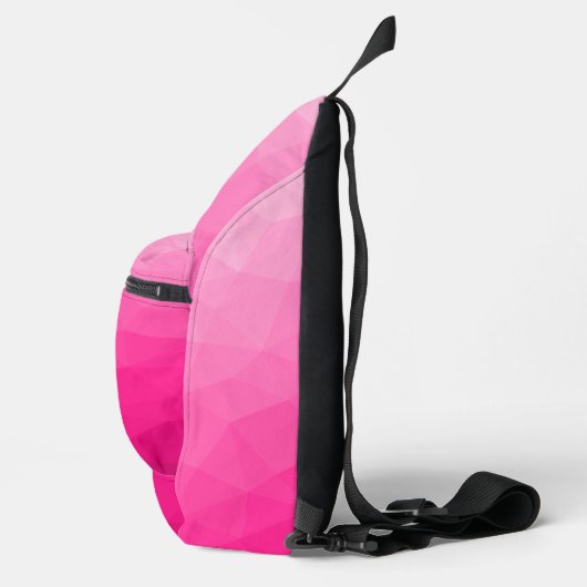 Heet roze gradiënt geometrisch netwerkpatroon Mono Sling Bag (Rechts)