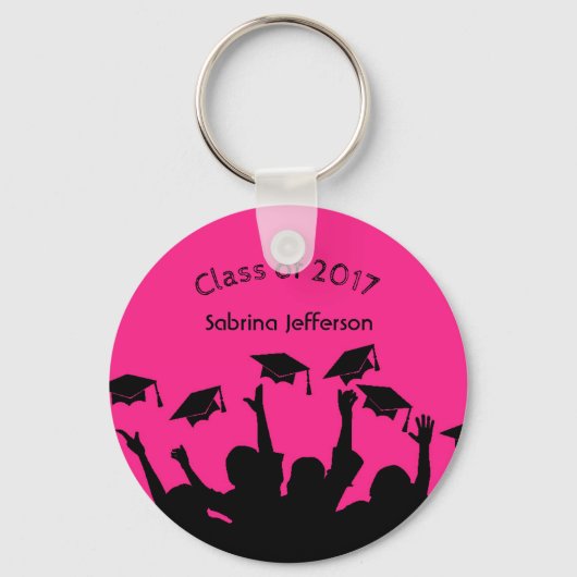 Heet roze gradkap en Pet-messing Sleutelhanger (Voorkant)
