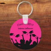 Heet roze gradkap en Pet-messing Sleutelhanger (Voorkant)